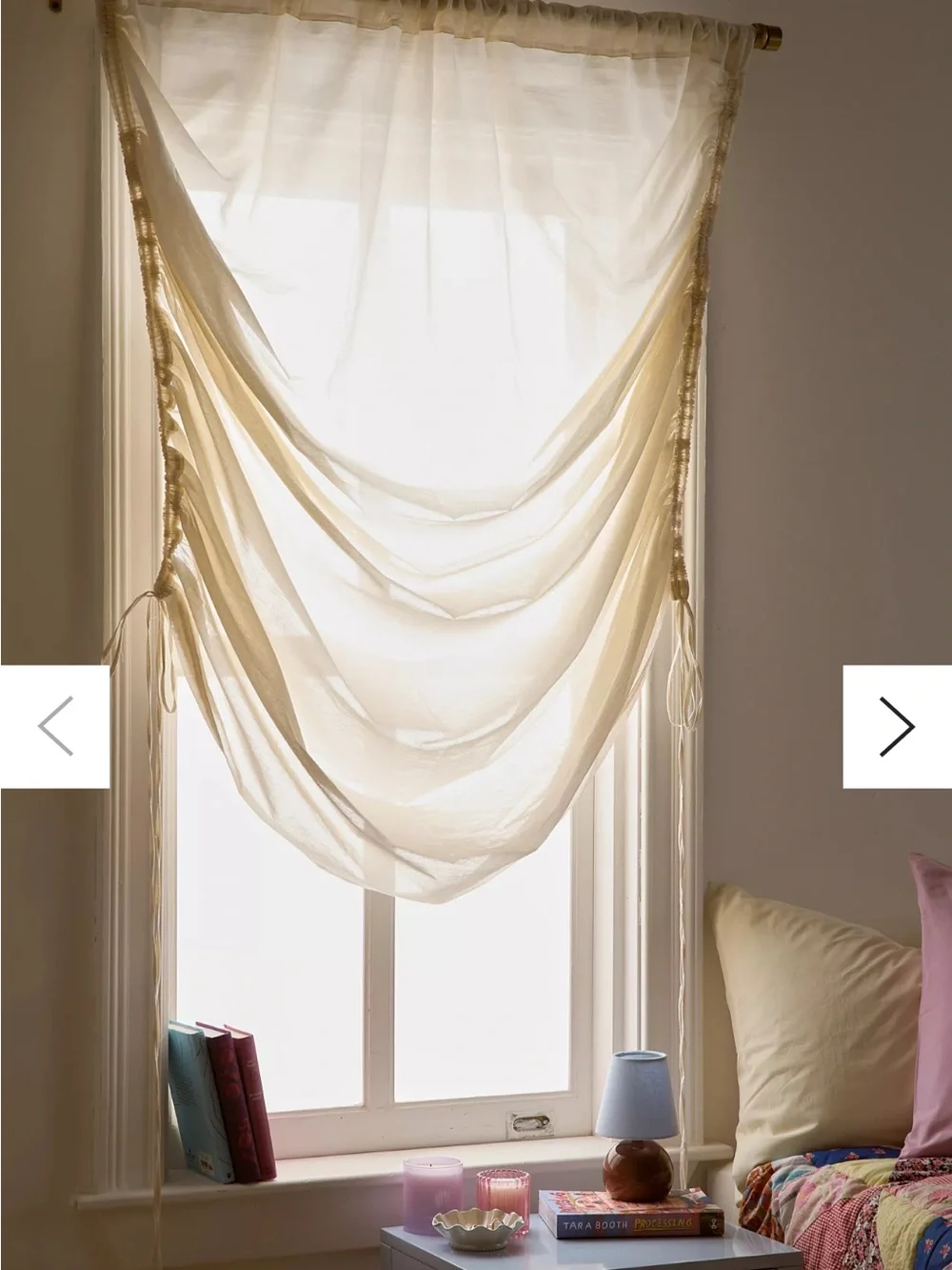 Set of 2 New Urban Outfitters Home ivory Roman shade curtains 52x84 sheer gauzy